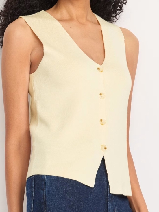Les Serein Tops - Les Serein Sleeveless V-Neck Button Front Vest Top, Sz L, NWT